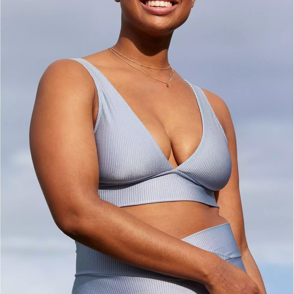 Aerie Ribbed Shine Full Coverage Bikini bottom in Monaco Blue